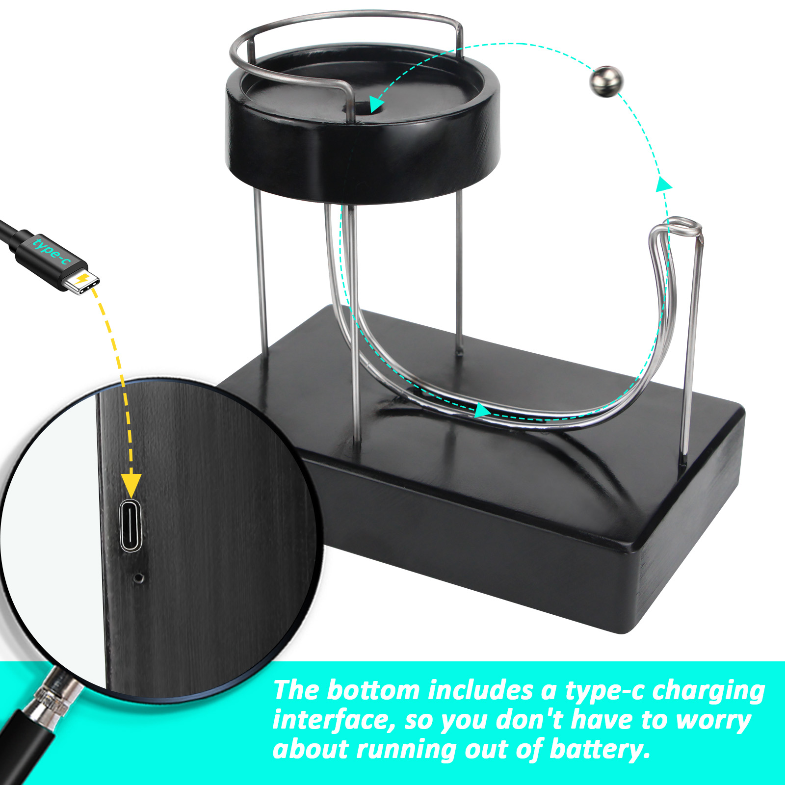 Siyah şarjlı sürekli plastik m - Newton Cradle Large incelemesi ve fiyatı